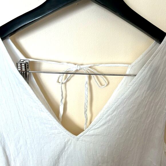 Abercrombie White Cotton Babydoll Mini Dress Tiered Ruffle Sleeves Summer Medium - Picture 4 of 11